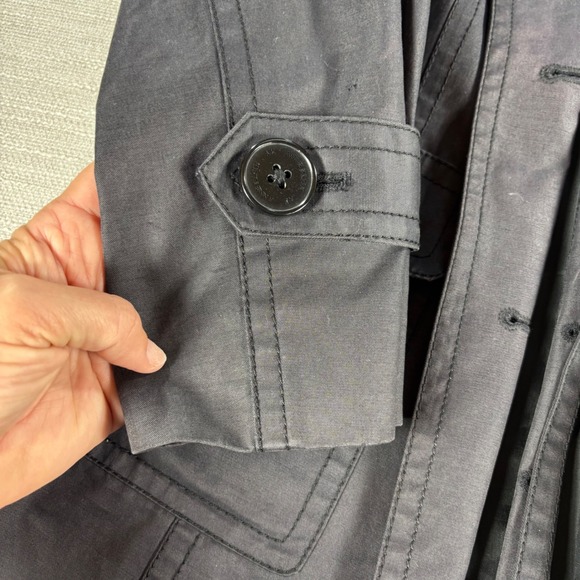 Anne Klein Women's Classic Black Trench Coat Belted Petite Medium Career - Picture 5 of 10